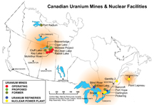 Click for large file - Map of Canadian Uranium Mines and Nuclear Sites 
